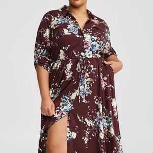 (LIKE NEW) Torrid Midi Challis Shirt Dress, Size 2x